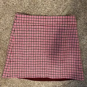 J Crew pink and purple patterned wool skirt